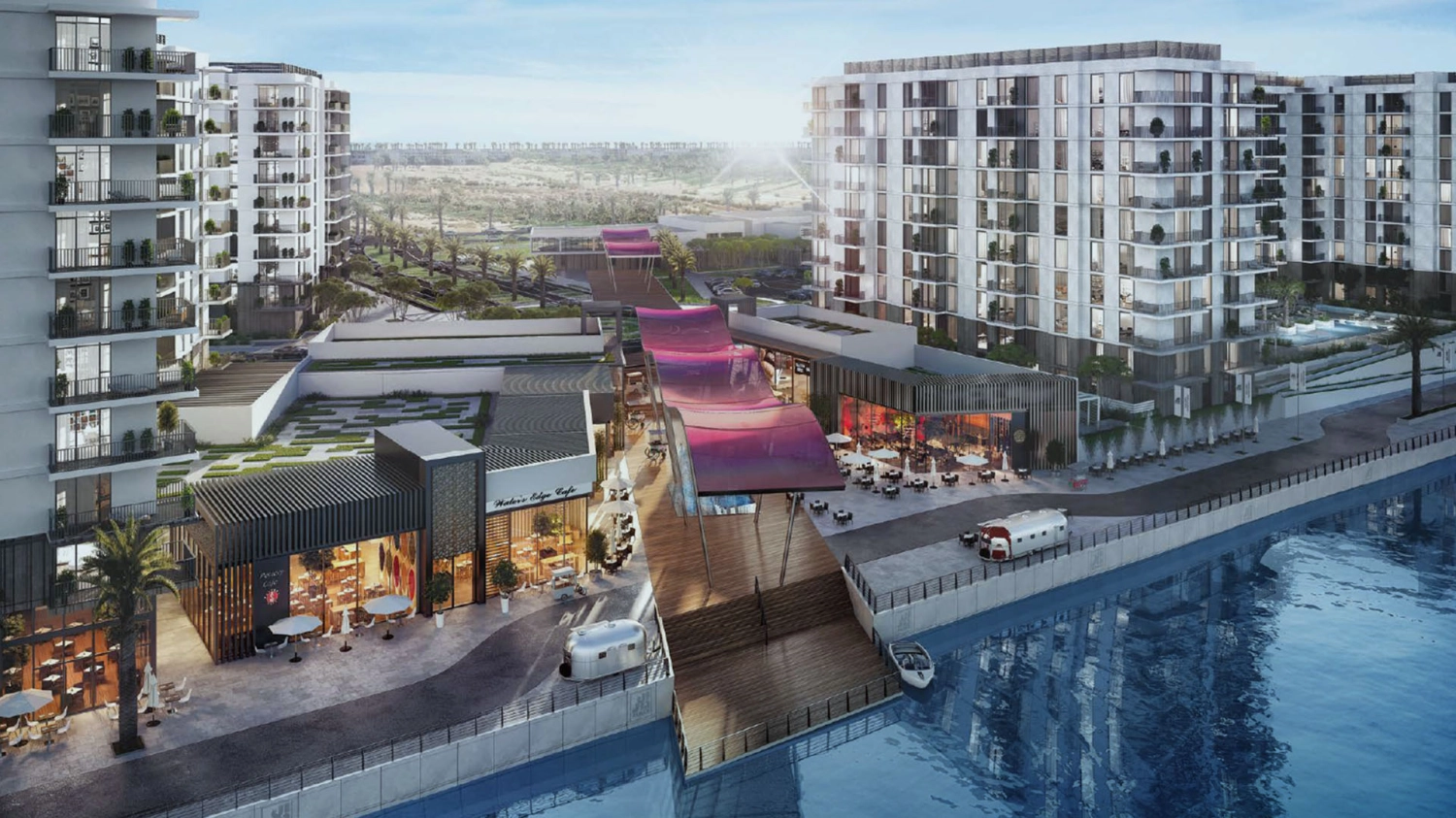Modern waterfront apartments at Water’s Edge, Abu Dhabi with scenic canal views